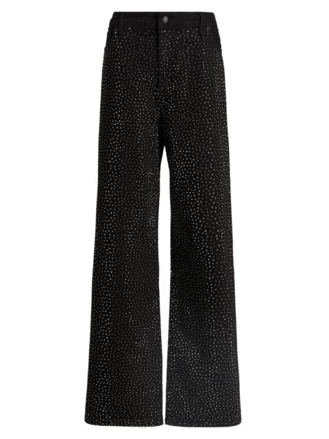 GOOD AMERICAN Women's Good Ease Embellished Baggy Jeans - Black