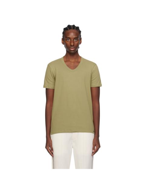 Khaki V-Neck T-Shirt