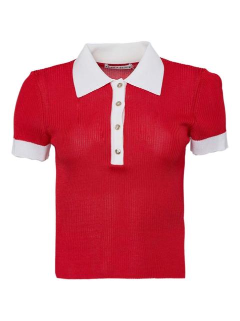 Alice + Olivia Martha ribbed-knit polo top