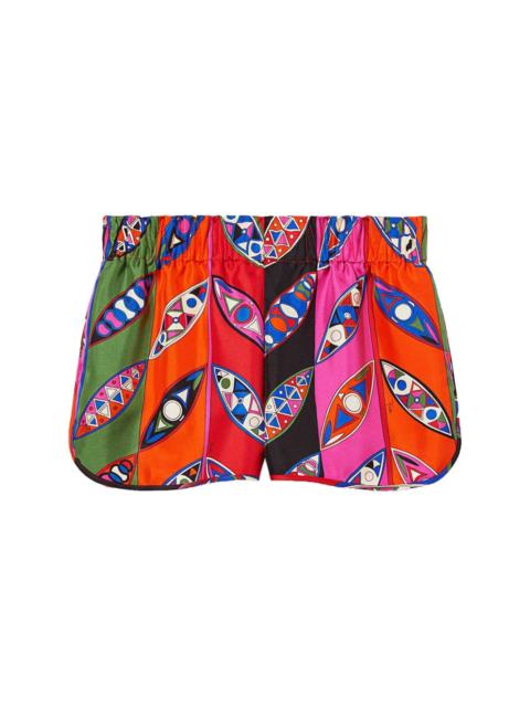 PUCCI abstract print elasticated waistband silk shorts