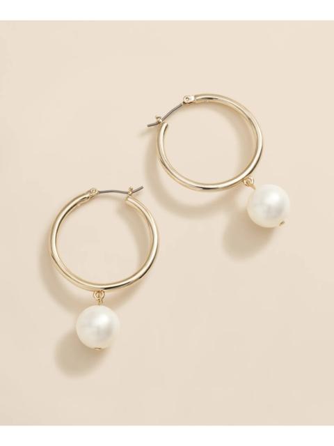 Brooks Brothers Gold-Tone Faux-Pearl Drop Hoop Earrings