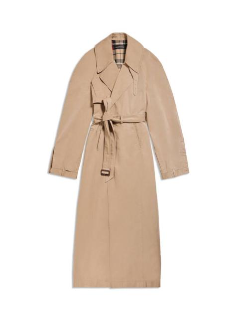 BALENCIAGA Women's Maxi Deconstructed Trench Coat in Dark Beige