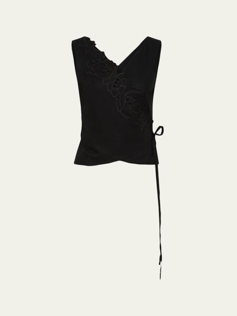SIR. Klara Embroidered Wrap Top
