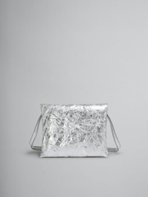 Marni SILVER LEATHER MINI PRISMA POUCH