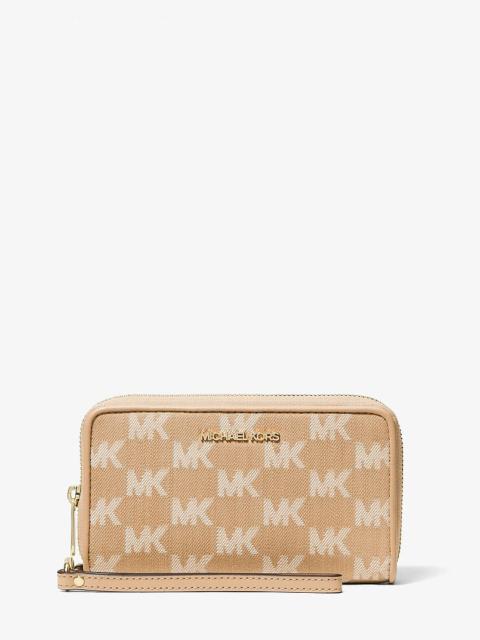 MICHAEL KORS Jet Set Travel Large Logo Jacquard Denim Smartphone Wallet