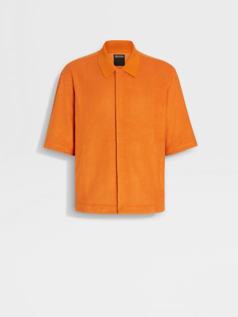 ZEGNA BRIGHT ORANGE COTTON AND SILK SHIRT