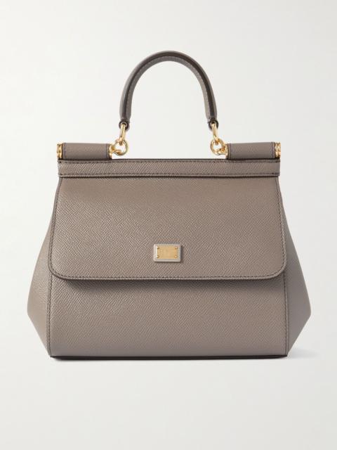 Sicily small textured-leather tote Taupe