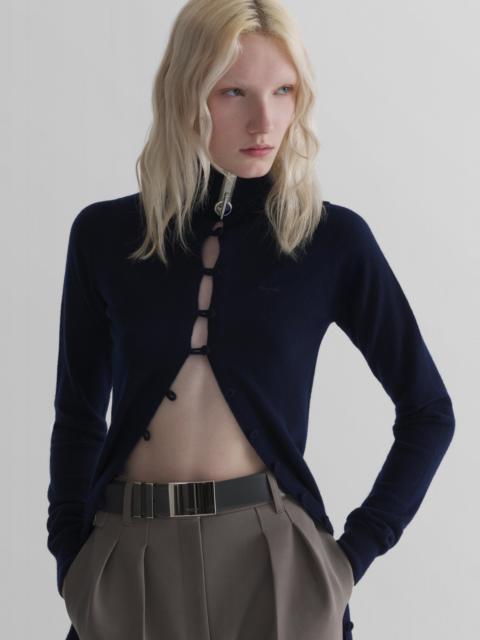 MUGLER navy cashmere open cardigan