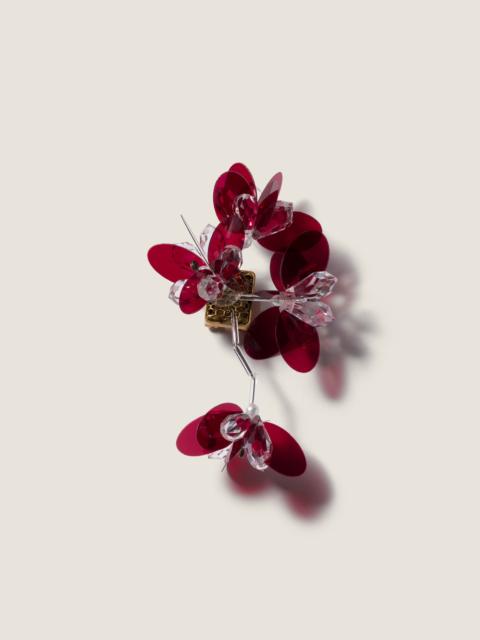 Miu Miu Single metal earring with pearl and crystals