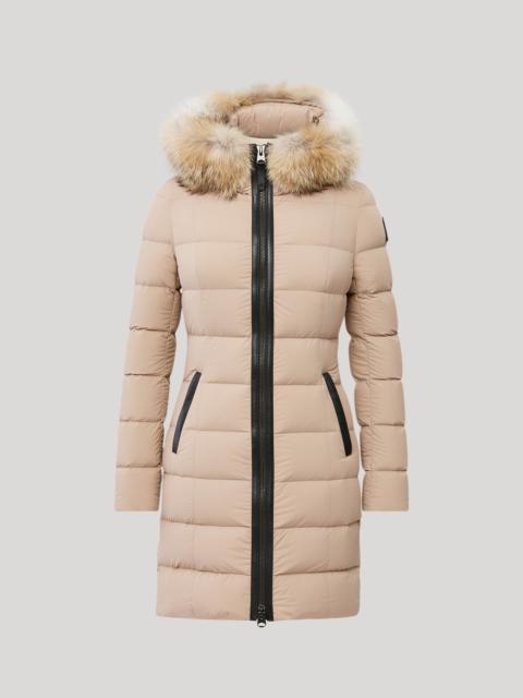 MACKAGE CALLA AGILE-360 stretch light down coat with natural fur collar
