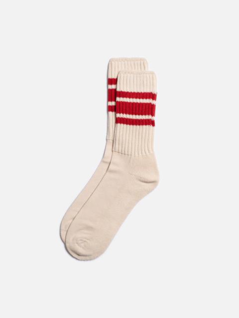 Men Vintage Sport Socks Offwhite/Red