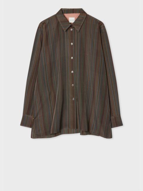 Paul Smith Women's 'Signature Stripe' Micro Check Silk Shirt