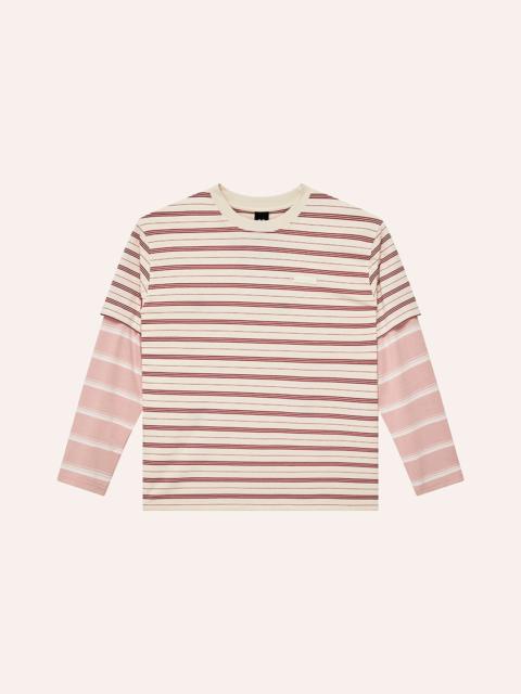 P.E NATION SPARK LONG SLEEVE TEE IN SOFT PINK STRIPE