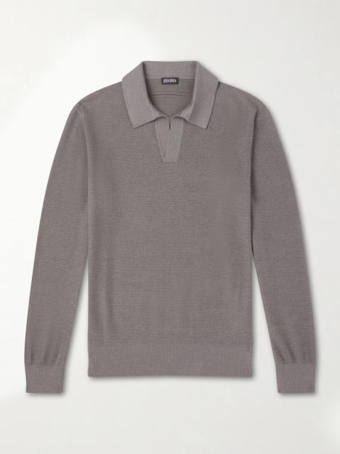 ZEGNA Silk and Cashmere-Blend Polo Shirt