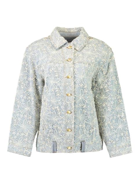 Aje. Bloom floral-embroidered denim jacket