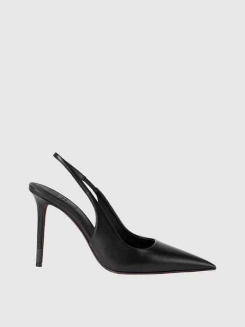 Brunello Cucinelli Calfskin slingback heels with monili