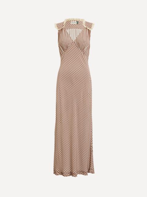 RIXO Chessie French Check Brown Midi Dress