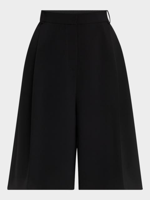 ROSETTA GETTY Pleated Tech Cady Wide-Leg Bermuda Shorts