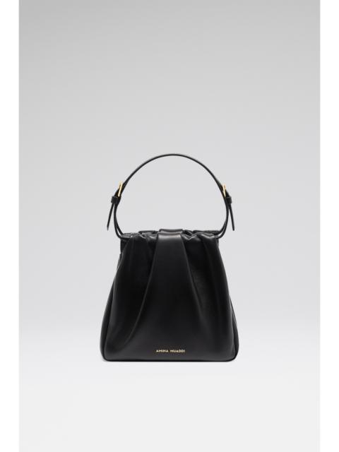Amina Muaddi VITTORIA BAG BLACK NAPPA AND GOLD HARDWARE