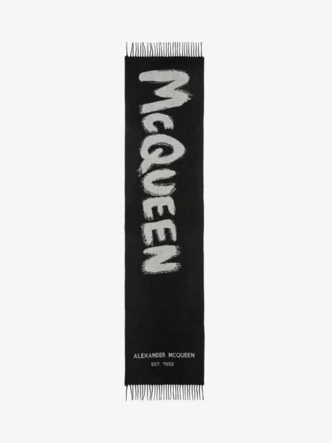 Alexander McQueen Oversize Mcqueen Graffiti Scarf in Black/white