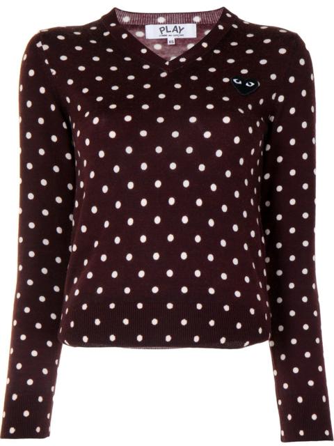 Comme des Garçons PLAY polka dot-print V-neck jumper