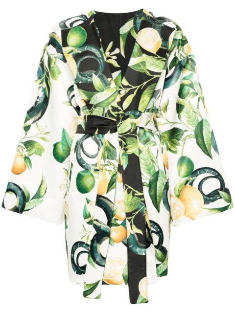 Roberto Cavalli Lemon-print silk coat