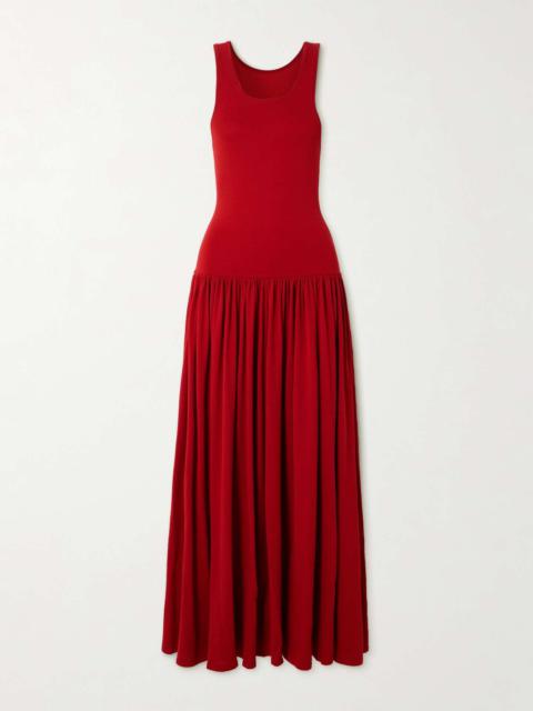 Loulou de Saison Jada gathered knitted maxi dress Red