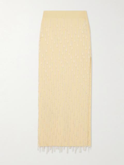 GALVAN Depois Embellished Knitted Maxi Skirt