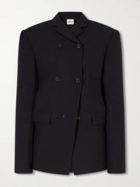 KHAITE Rolo double-breasted wool and silk-blend blazer Black