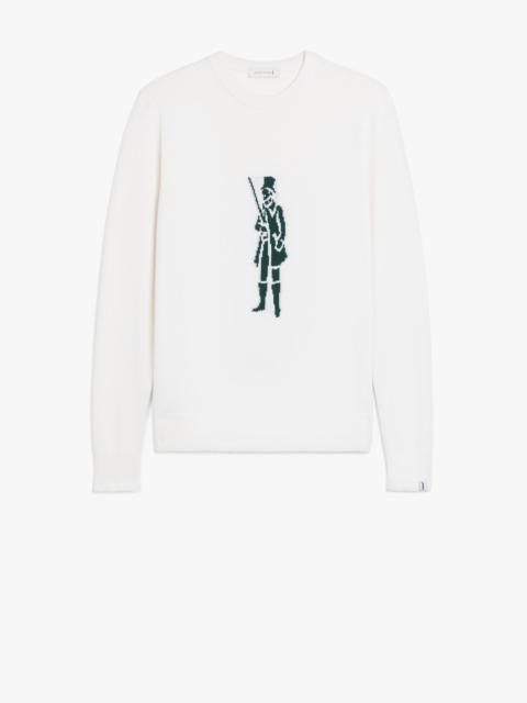 Mackintosh WHITE MERINO WOOL & CASHMERE LOGO CREWNECK SWEATER