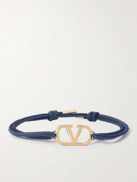Valentino Valentino Garavani Leather Gold-Tone Bracelet