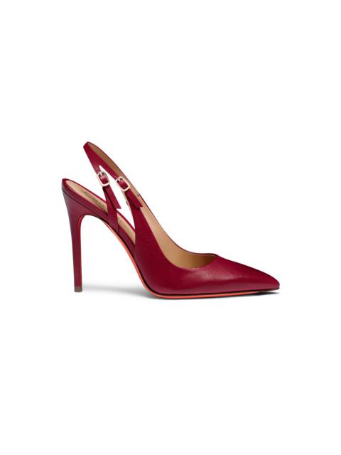 Santoni Women's red leather high-heel slingback