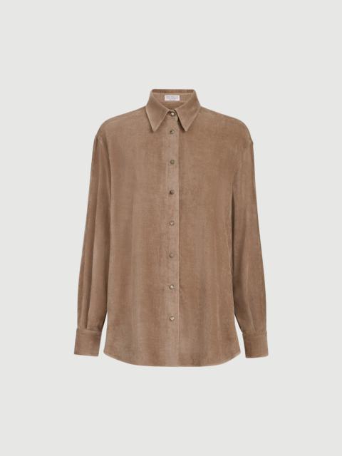 Brunello Cucinelli Fluid corduroy shirt with monili