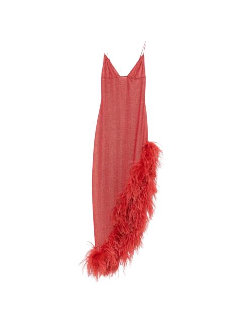 Oséree Oséree Lumière Plumage Feather-trim Asymmetric Dress