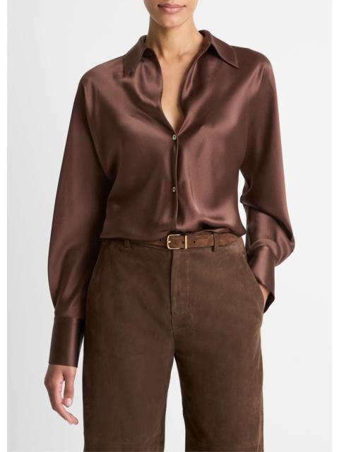 Vince Silk Bias Long-Sleeve Blouse
