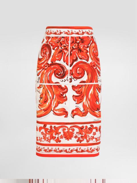 Dolce & Gabbana Midi skirt in majolica-print charmeuse