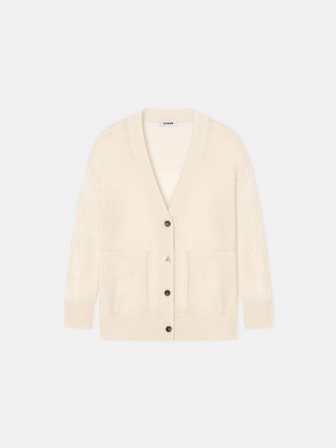 AERON EVANS
Elongated cable knit cardigan