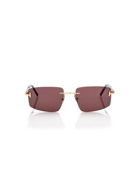 TOM FORD SQUARE TITANIUM AND HORN SUNGLASSES