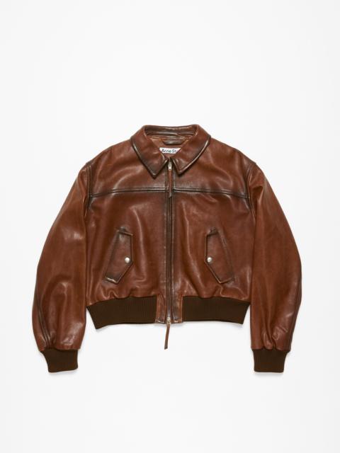 Acne Studios Leather bomber jacket - Tobacco brown