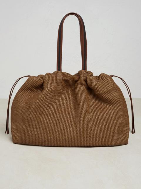 Brunello Cucinelli Techno raffia shopper bag with shiny handles