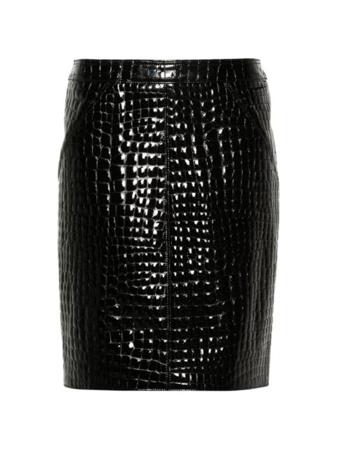 TOM FORD embossed-crocodile patent-leather skirt