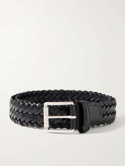 Anderson's 3.5cm Woven Leather Belt Black