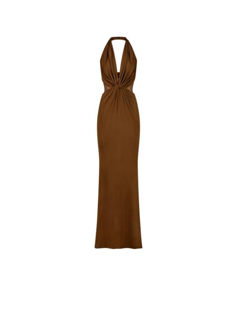 TOM FORD KNITTED STRETCH JERSEY CRISS-CROSS EVENING DRESS