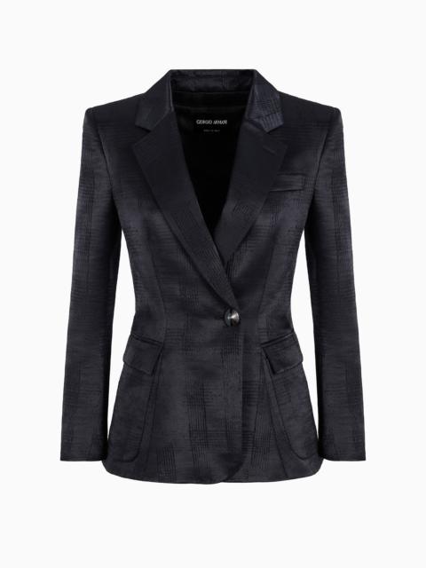 GIORGIO ARMANI Single-breasted jacket in fluid wool with a Prince of Wales check motif