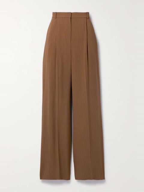 Loro Piana Jail pleated pinstriped silk-blend georgette wide-leg pants