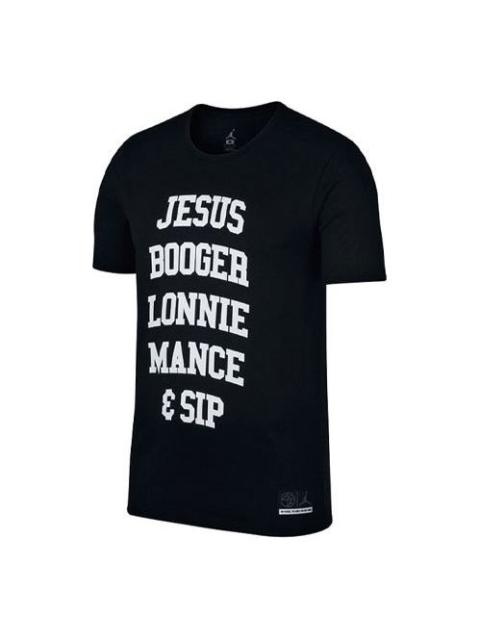 Jordan Air Jordan Air Alphabet Printing Sports Short Sleeve Black AR0054-010