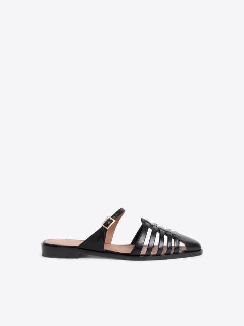 MALONE SOULIERS Eleonora Black Leather Flat Mules