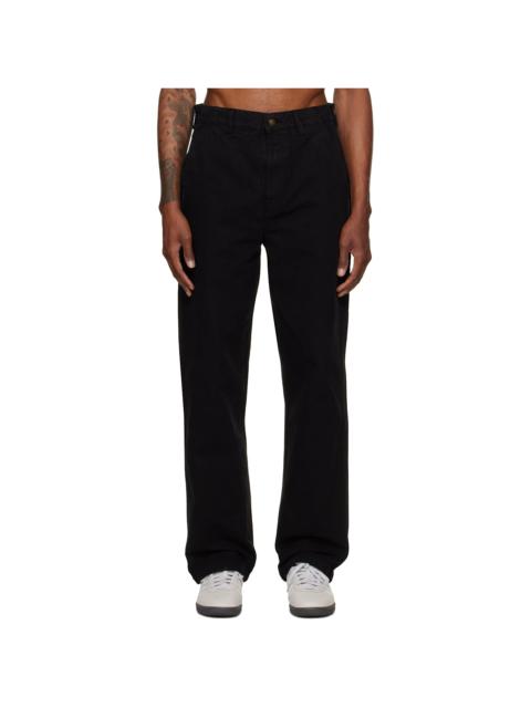 Merz b. Schwanen Black Cotton Canvas Straight Leg Trousers