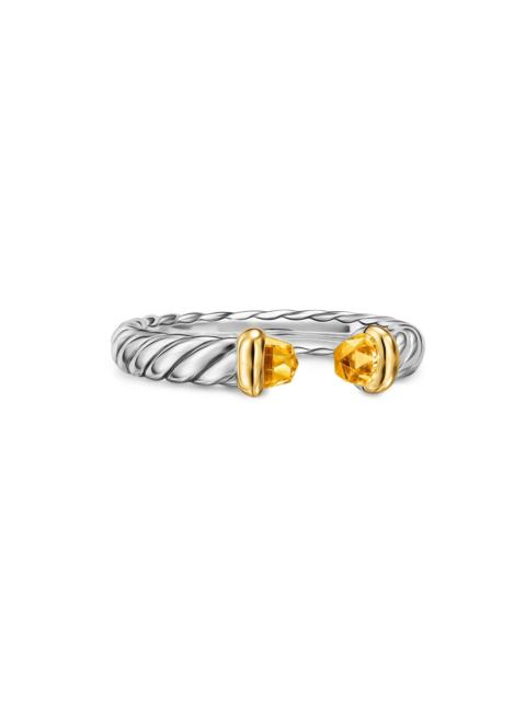 DAVID YURMAN Women's Petite Cable Open Ring in Sterling Silver - Citrine