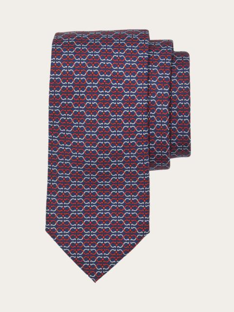 Gancini print silk tie